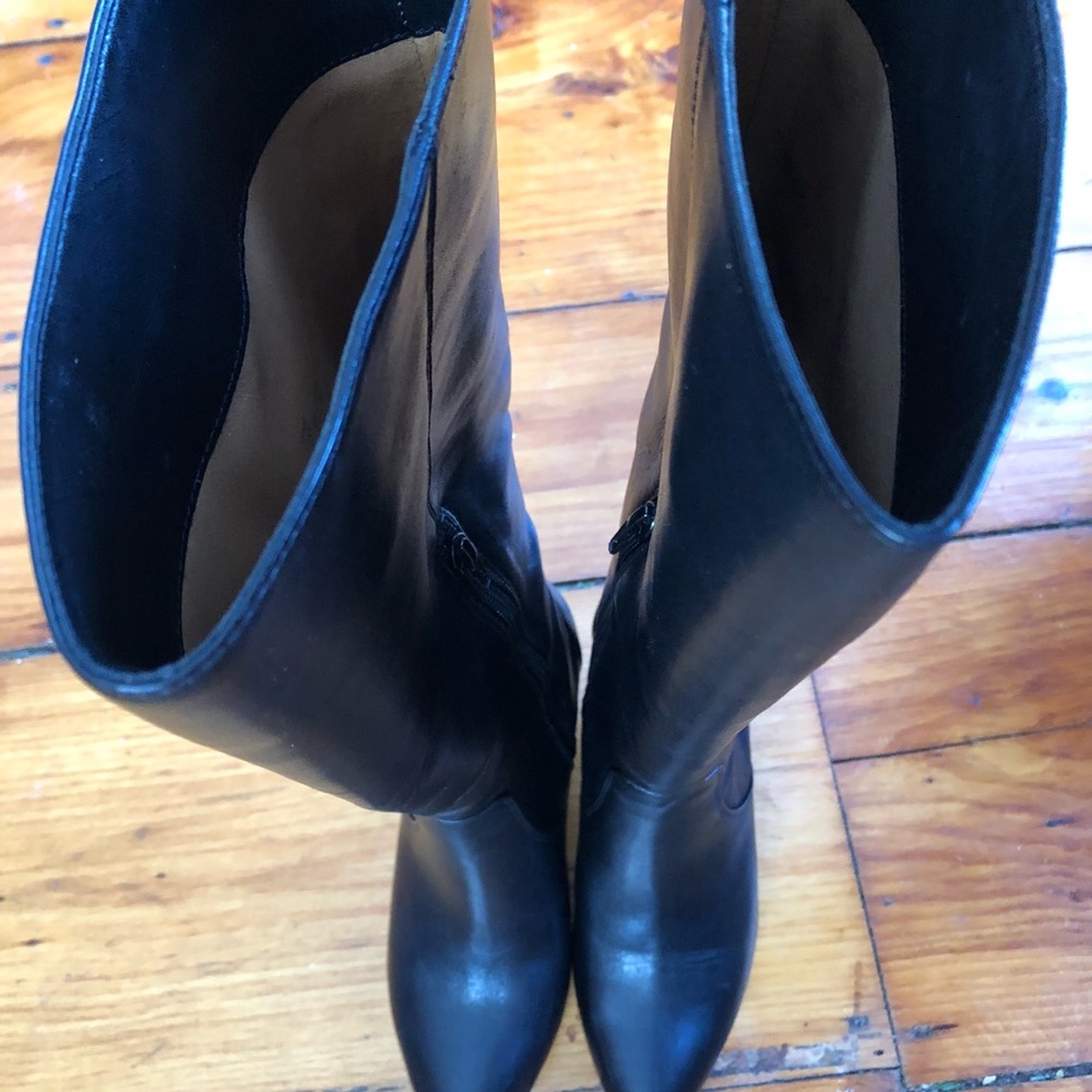 Women’s Black Soft Leather Coach Boots - Size 5